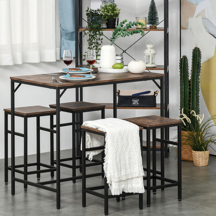 Homcom 5-Piece Black Dinner Tabletop Furniture Set With 4-Chairs and 1-Table