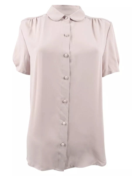 Anne Klein Womens Shirred Button-Front Blouse, Size 12