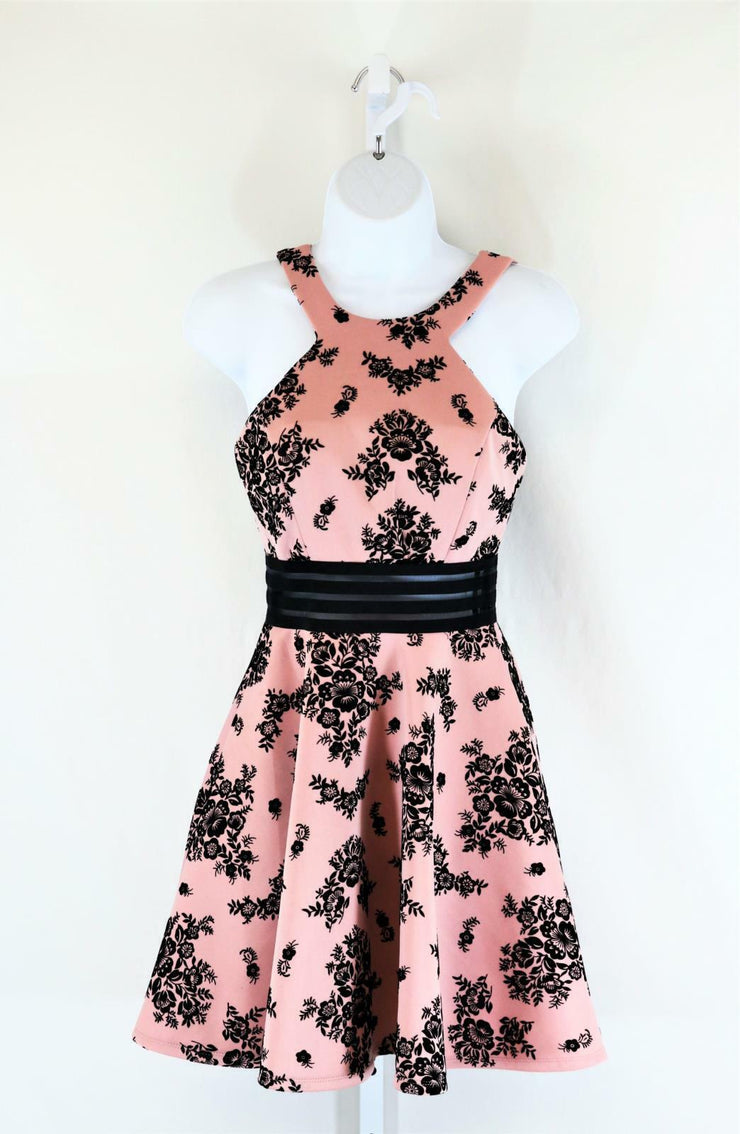 City Studios Juniors Velvet Printed Illusion Dress, Size 3