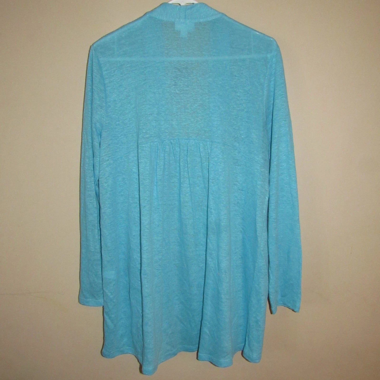 J. Jill Love Linen Open Cardigan Island Blue Beachy Coastal, Medium