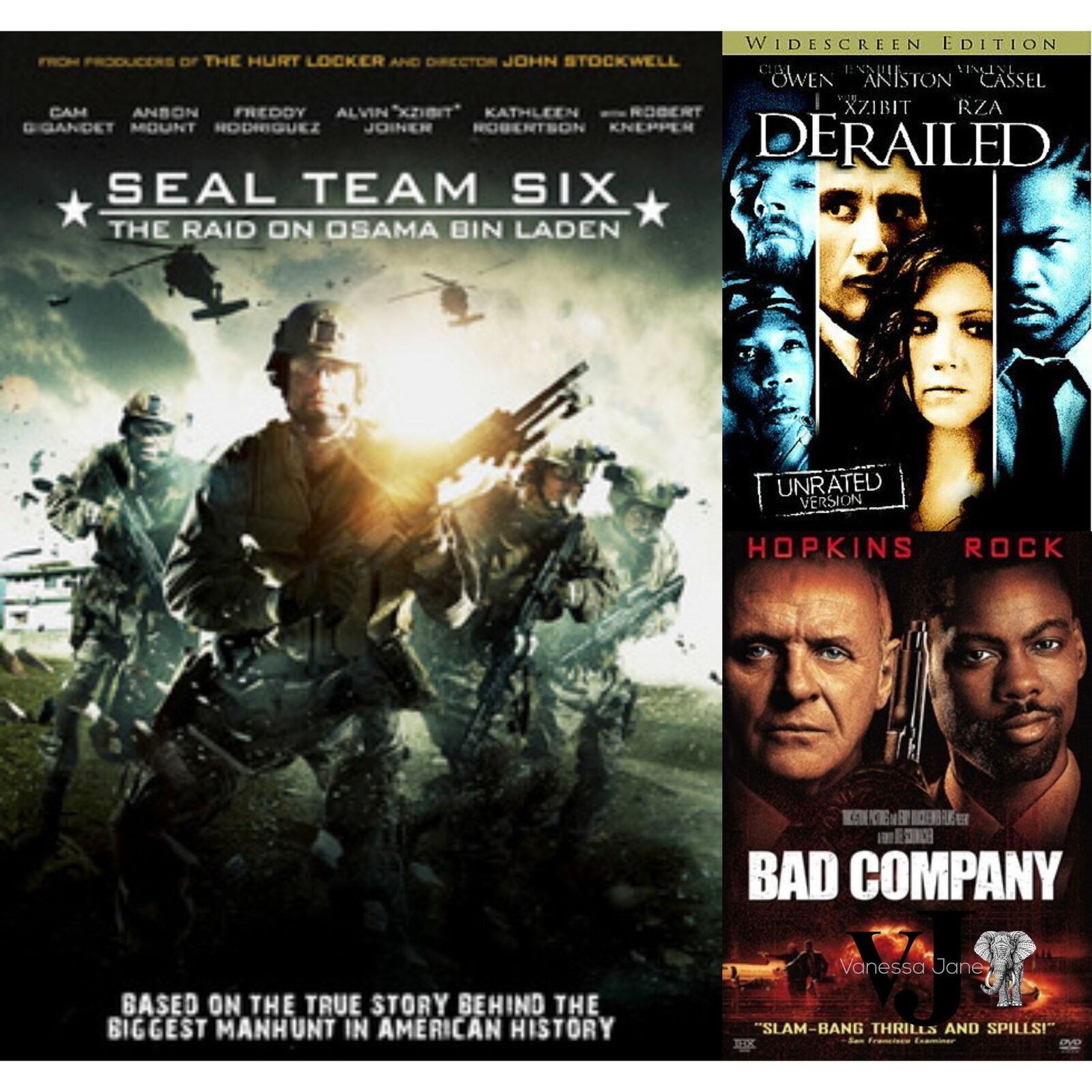 DVD Action Bundle: Bad Company, Seal Team Six, Derailed