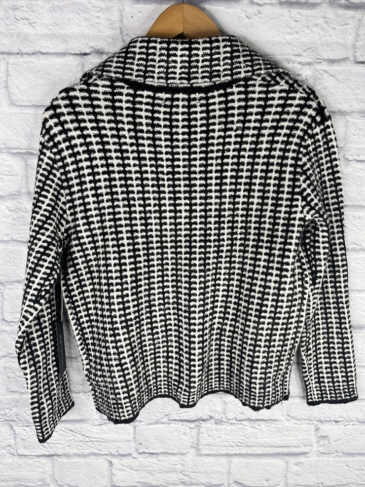 RACHEL ZOE Womens Black White Soft Sweater Blazer, Size Medium