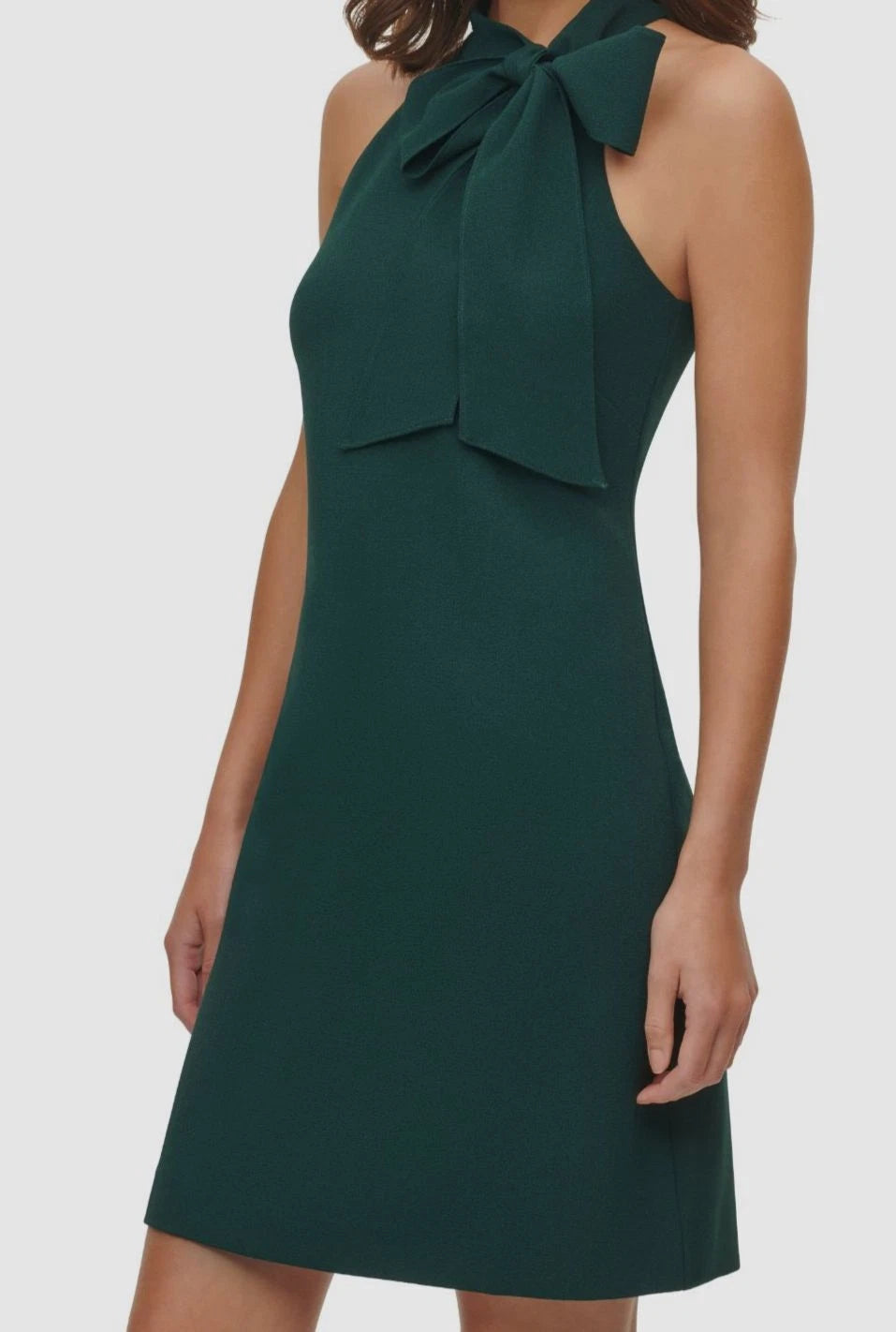 Vince Camuto Womens Green Solid Halter Neck Bow Sleeveless Shift Dress Size 10