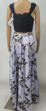 Speechless Juniors Floral High-Low Skirt Set, Purple/Blue Size 5