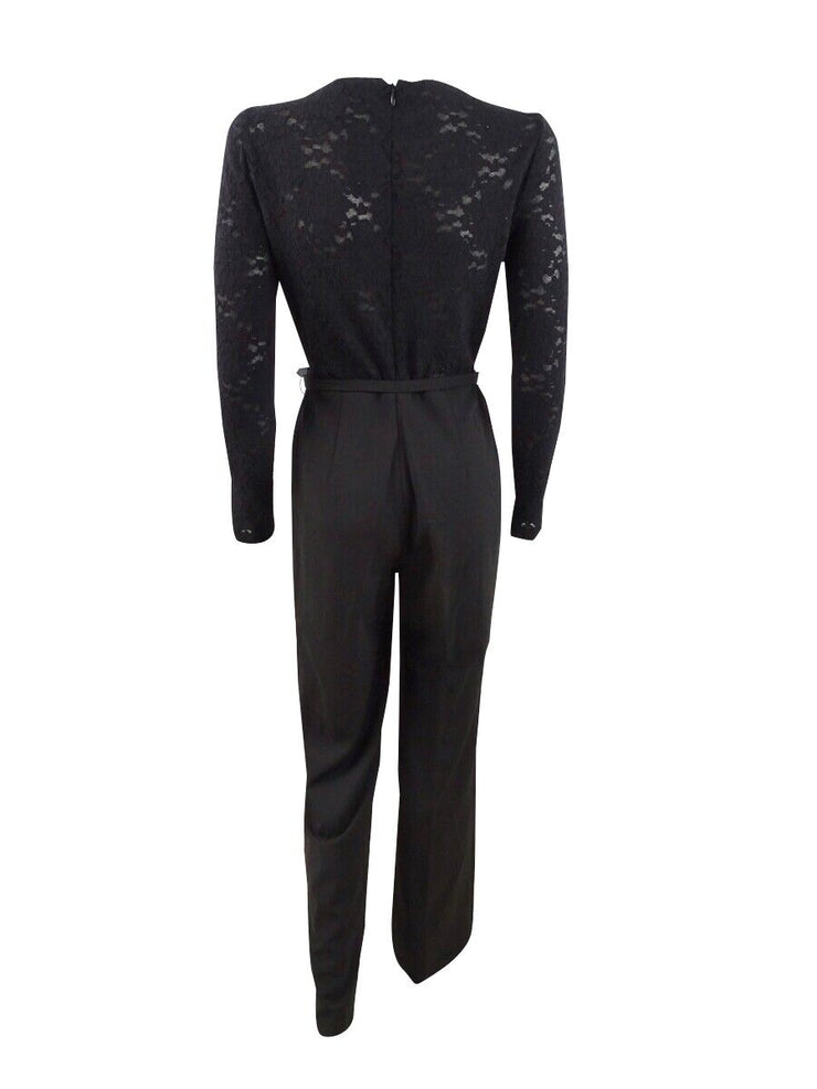 Lauren Ralph Lauren Lace-Paneled Jersey Jumpsuit- Black/Size 12