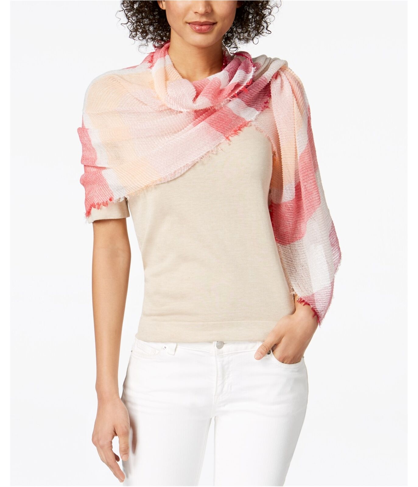 INC International Concepts I.N.C. Multi Stripe Pleated Wrap