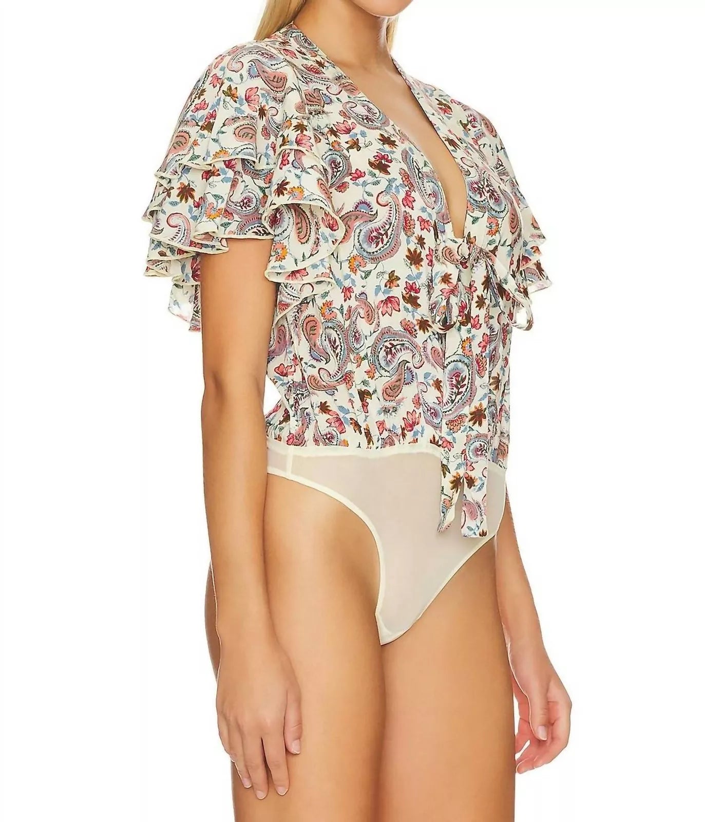 Free People Call Me Later Printed Bodysuit - Sweet Combo - Small