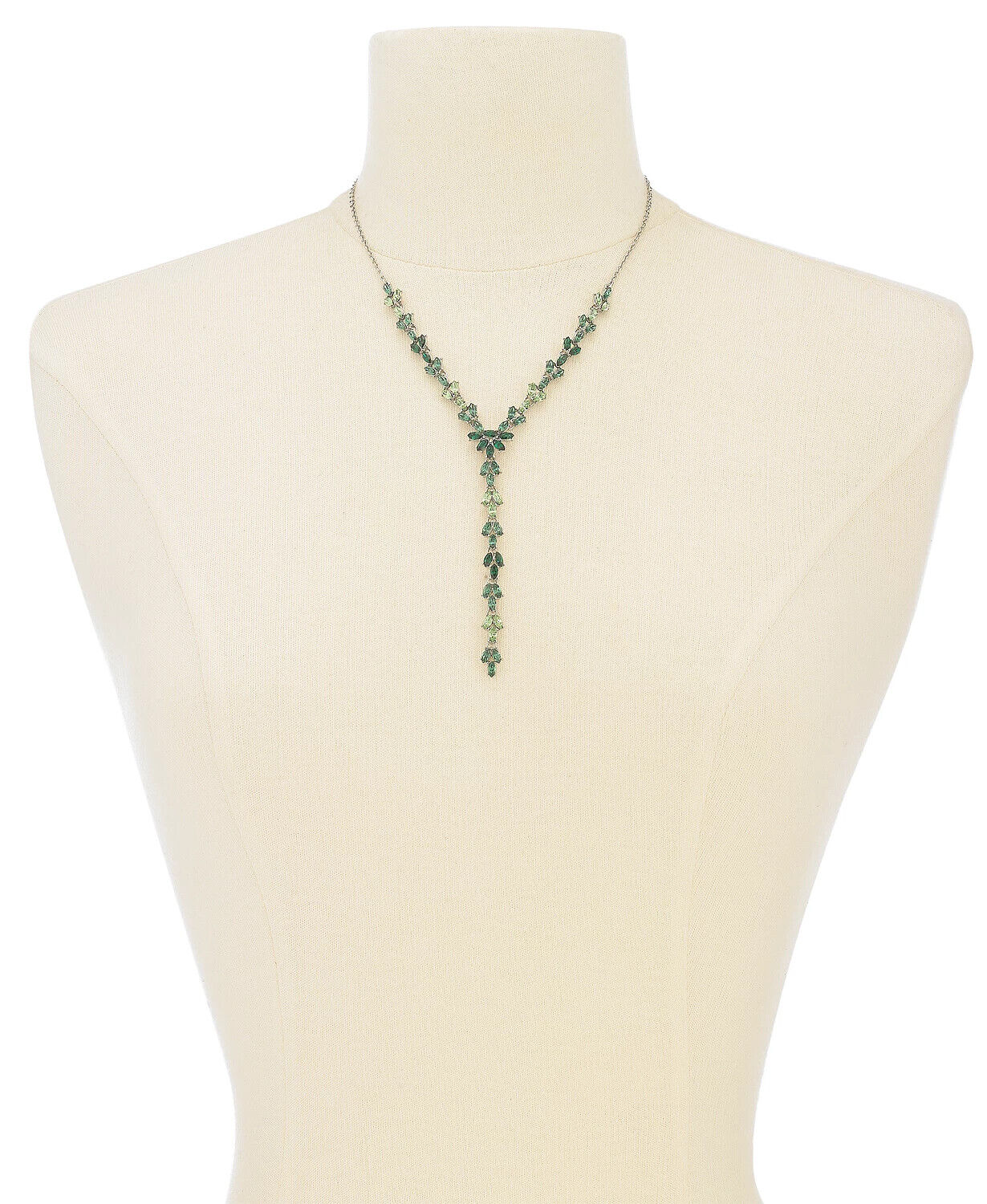 Inc Silver-Tone Stone Lariat Necklace