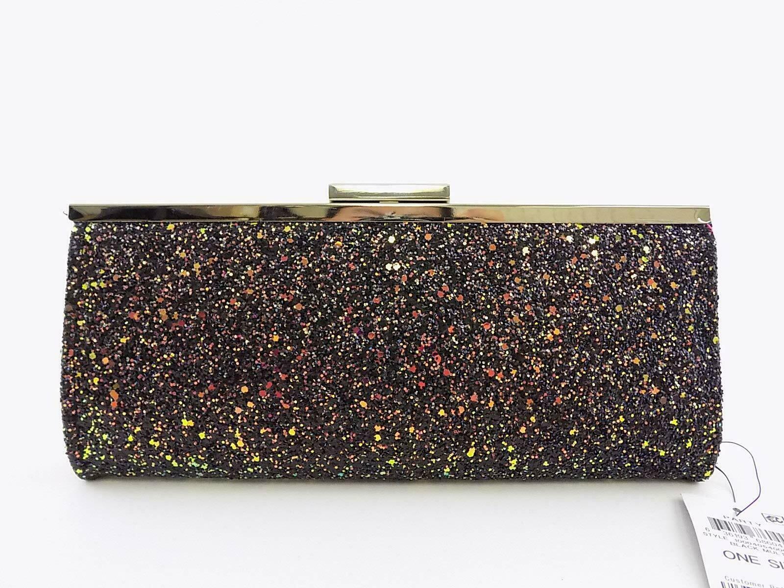 INC International Concepts Carolyn Cake Glitter Clutch Bag, Charcoal