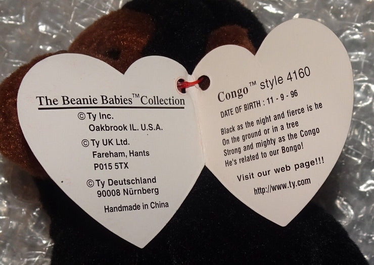 Ty Beanie Baby Congo the Gorilla 1996 RARE Original - 4160 P.V.C. Pellets