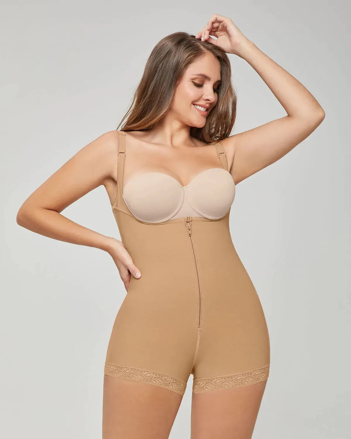 Leonisa Womens PowerSlim Open Bust Boyshort Body Shaper