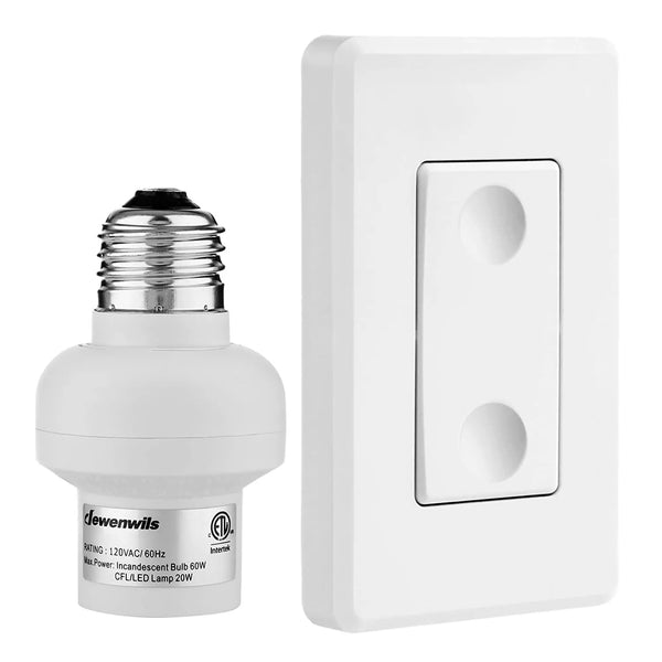 Dewenwils Remote Control Light Lamp Socket E26 E27 Bulb Base Adapter, No Wiring