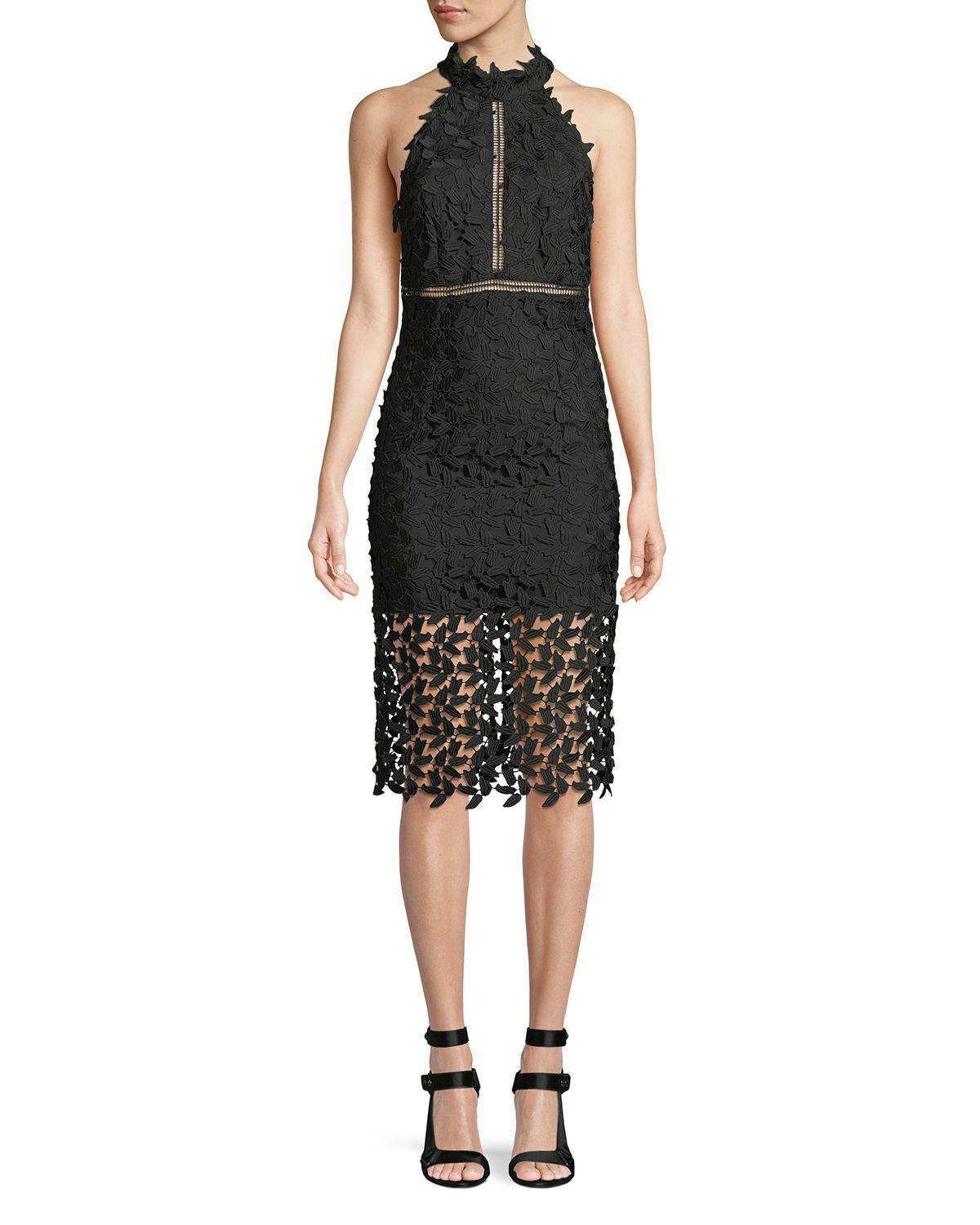 Bardot Gemma Halter Lace Sheath Dress, Size 6