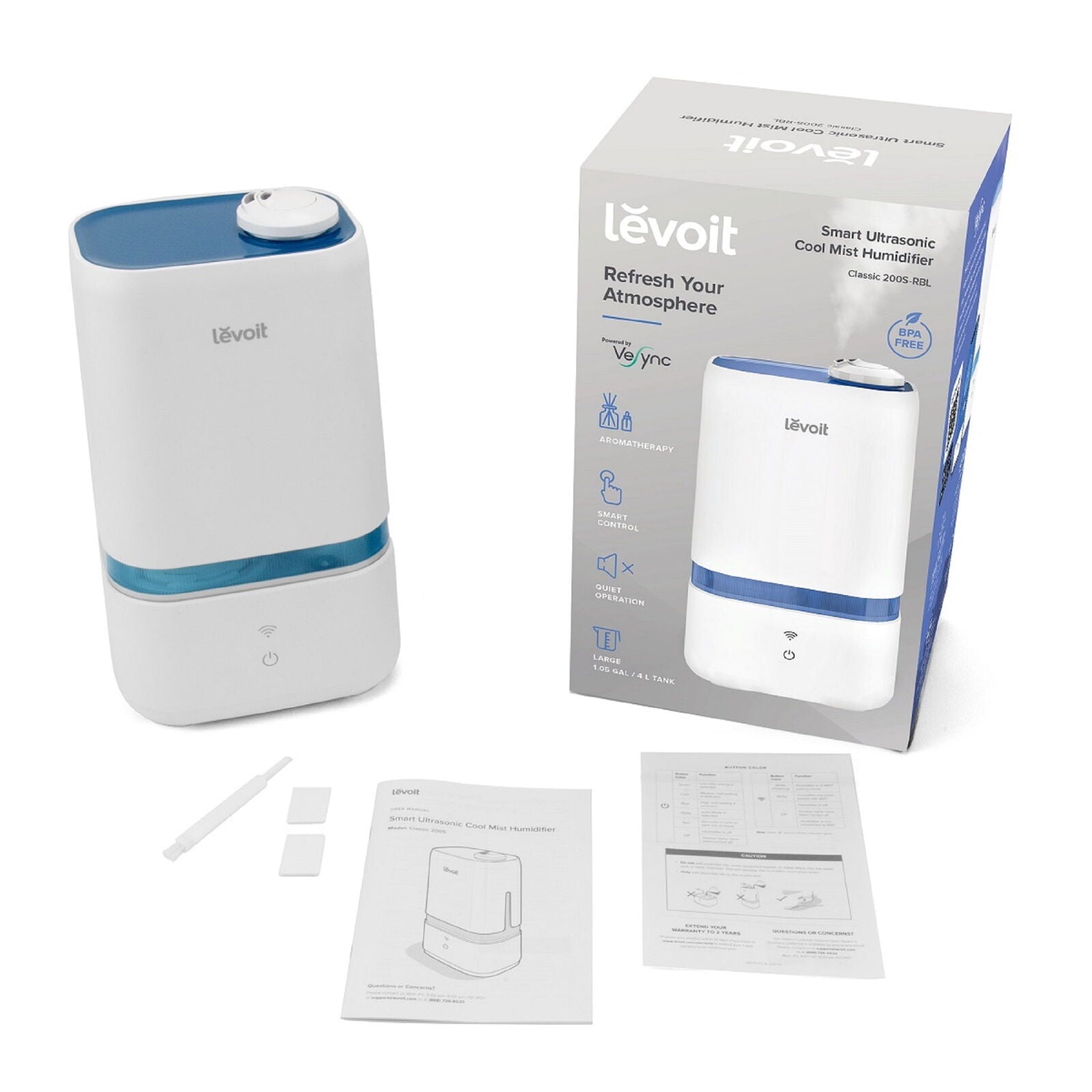 Levoit Smart Ultrasonic Humidifier Classic 200S-RBL for Room  4L for Bedroom