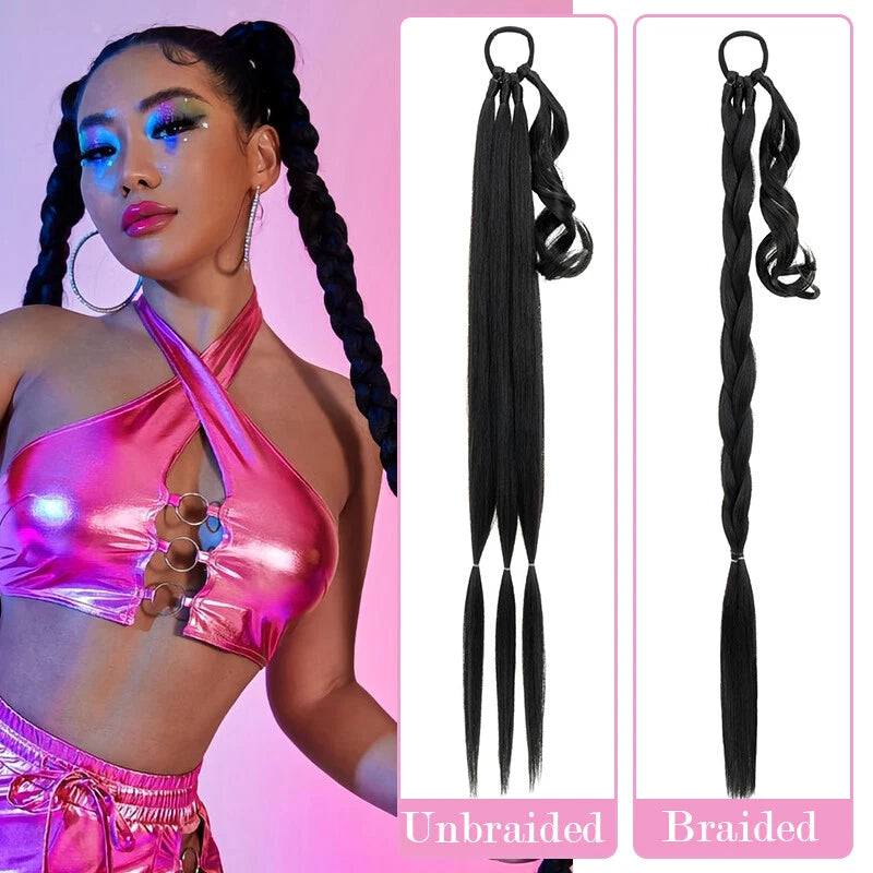 30 Inch Synthetic Long Twist Braid Ponytail Hair Extension