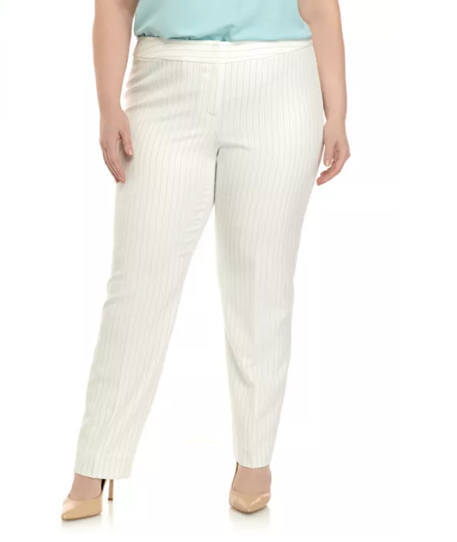 Nine West Lily Multi Stripe Plus Size Pinstripe Skinny Pants, 18W