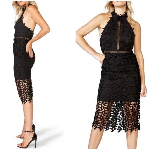 Bardot Gemma Halter Lace Sheath Dress, Size 6