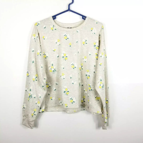 Circle X All Over Floral Sweatshirt Oatmeal, Size Large