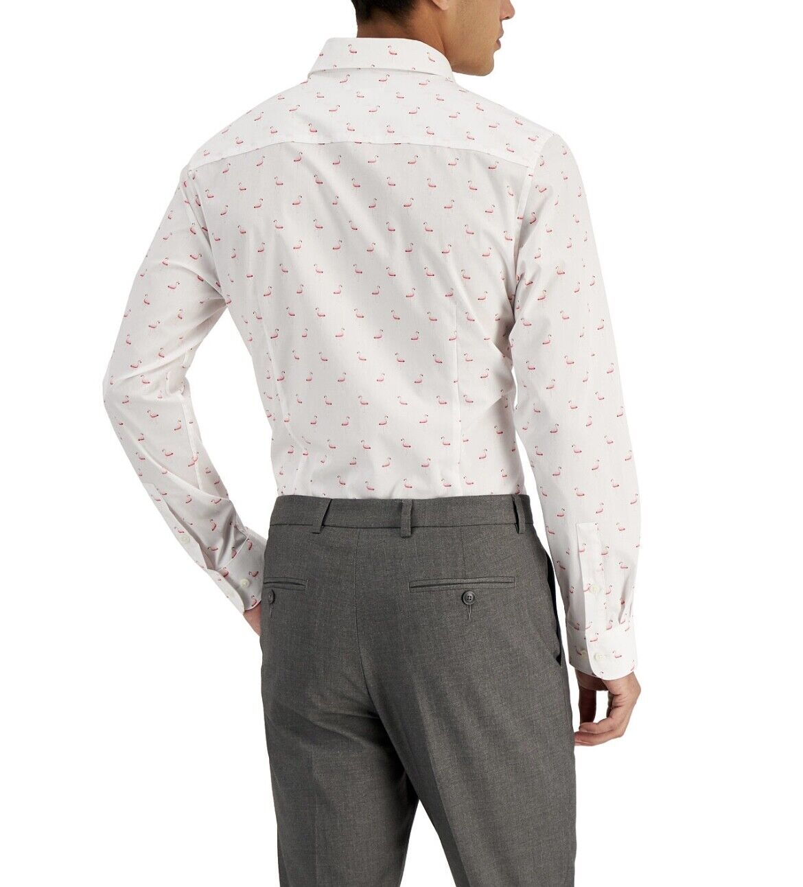 Bar III Mens Slim-Fit Stretch Flamingo Knit Dress Shirt