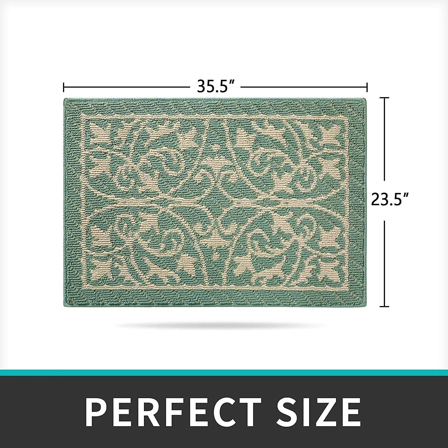 Dexi Door Mat Indoor Rugs for Entryway Non Slip Washable, 23.5x35.5, Dark Green