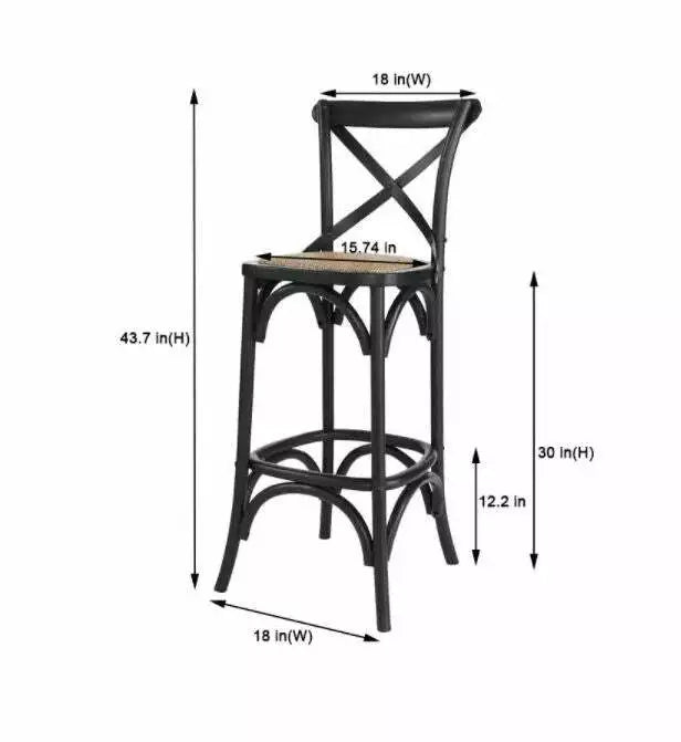 Home Decorators Mavery Black Wood Bar Stool With Woven 18 In. W X 43.7 In. H