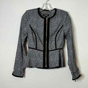 DKNY Petite Collarless Zip-Front Peplum Jacket