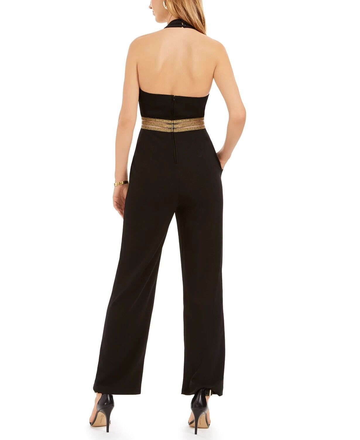 Teeze Me Juniors' Glitter-Waist Jumpsuit Black, Size 3