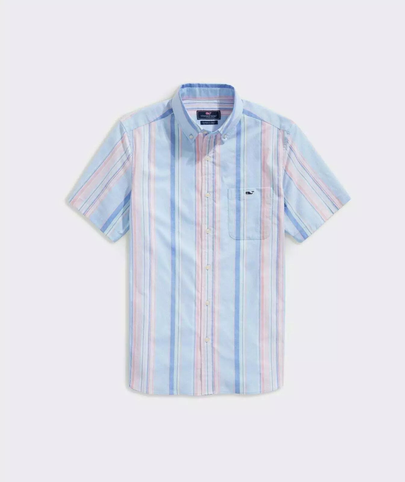 Vineyard Vines Mens Stretch Cotton Short-Sleeve Awning Stripe Shirt, Size Large