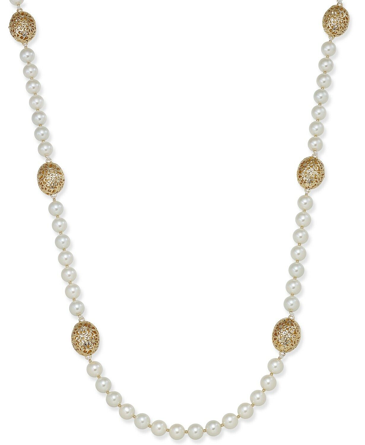 Charter Club Large Bead and Imitation Pearl Long Necklace