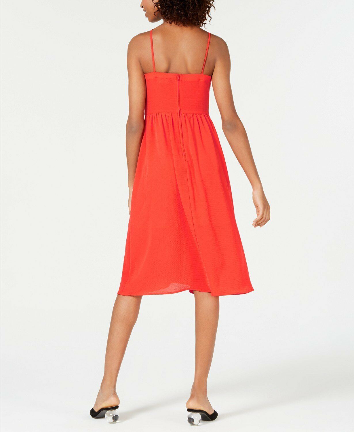 Teeze Me Juniors Bow-Tie Button MIDI Dress - Tangerine, Size 1