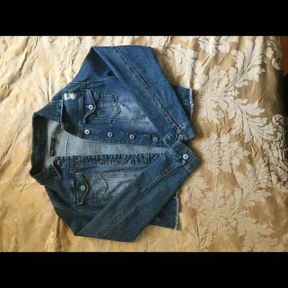 Vanilla Star Female Cropped Jean Jacket, Size Large