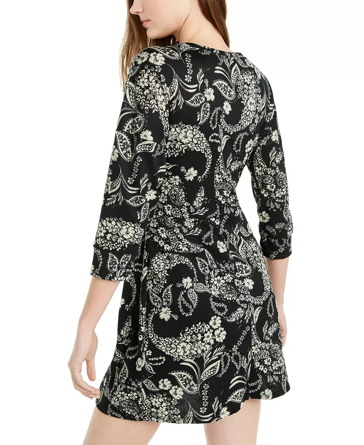 Be Bop Juniors Paisley Twist-Front Dress, Black Size XL