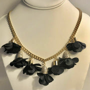 Inc Gold-Tone Fabric Flower Statement Necklace, 16 + 3 Extender