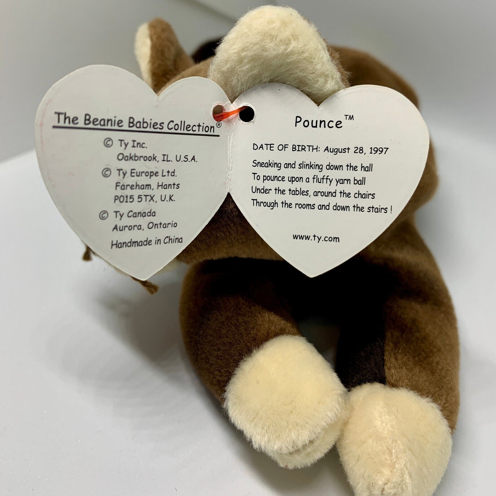 Ty Beanie Baby POUNCE the Cat 1997 with Tag Errors RARE and RETIRED! 🔥 MINT!