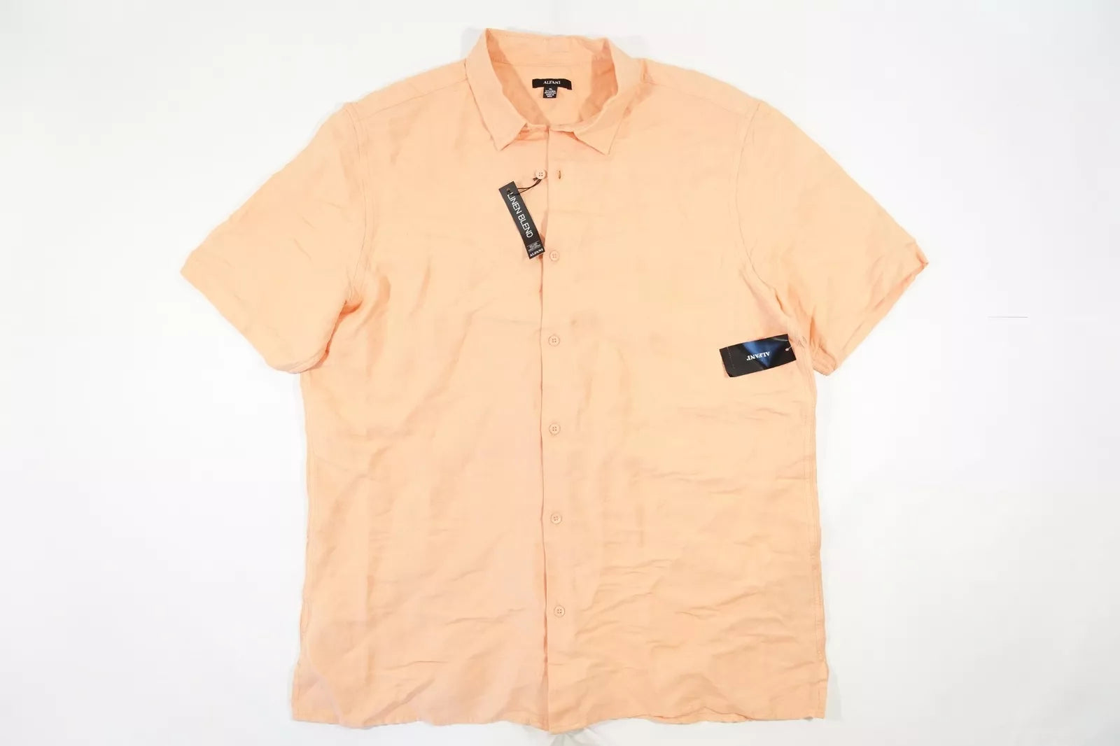 Alfani Mens Lagoon Linen Blend Shirt, - Peachy Keen Size XXL