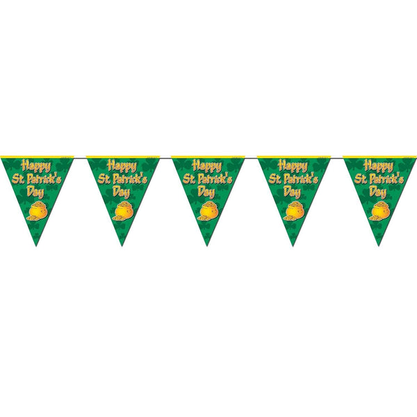 Beistle 10" x 12' Happy St Patricks Day Pennant Banner; Green/Gold 4/Pack 30520