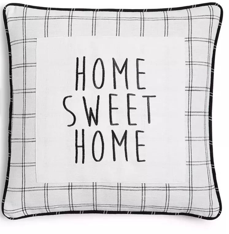 Lacourte Home Sweet Home 20X20 Square Decorative Pillow – White