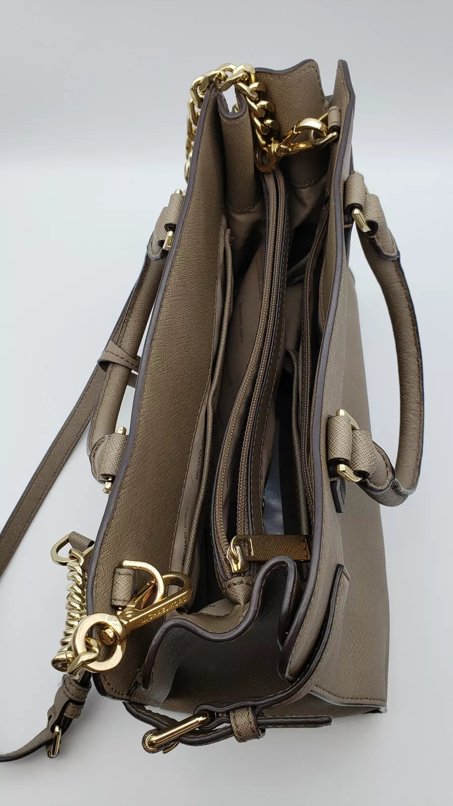 Michael Kors Emma EW Satchel Color-Dark Dune