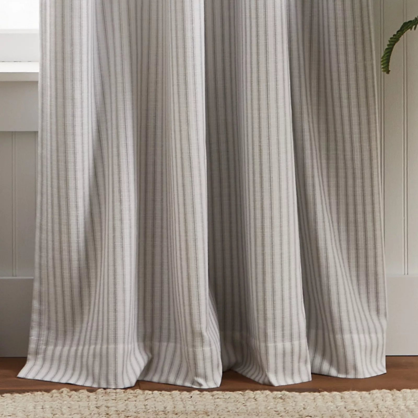 Martha Stewart Ticking Stripe Back Tab Curtain Panel Pair Indigo 95-inch