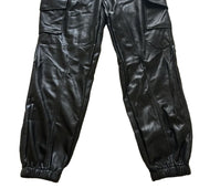 Good American Faux Leather Cargo Jogger Pants, Size 15