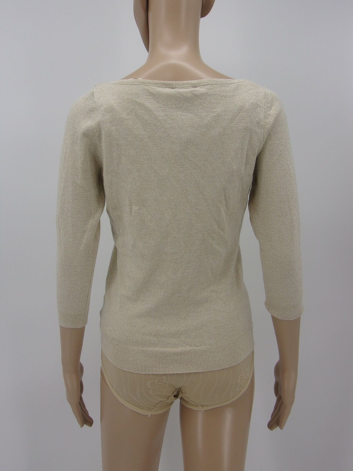 WORTHINGTON Womens Multi Tan Cream Lightweight Shimmer Sweater Blouse PS