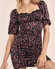 For Love and and Lemons Melrose Black Floral Mini Dress, Size Large