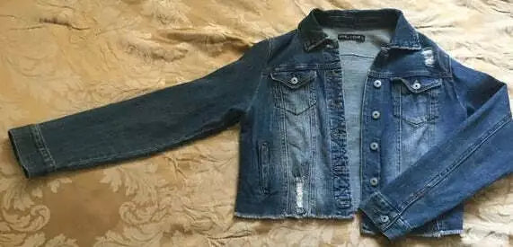 Vanilla Star Female Cropped Jean Jacket, Size Large