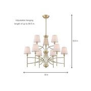World Imports Millau Collection 5-Light Satin Gold Chandelier with Fabric Shade