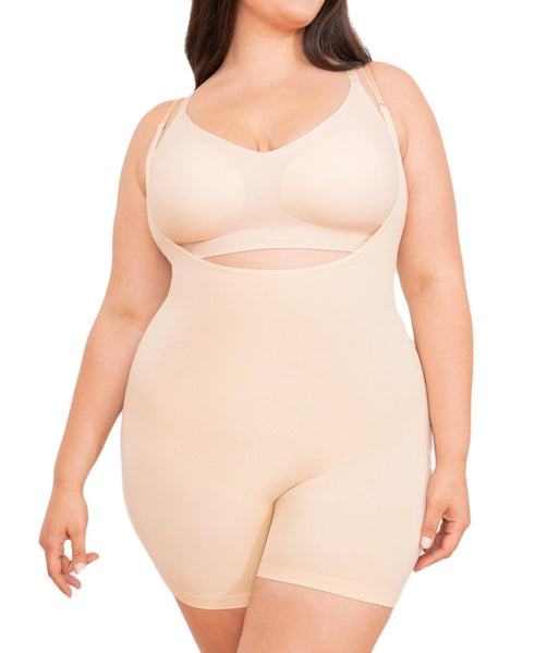 Shapermint Essentials Open Bust Bodysuit Shaper Short, Medium
