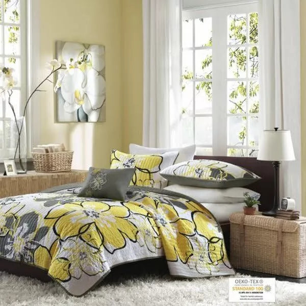 Mi Zone Allison Coverlet Set in Yellow, Twin/Twin XL