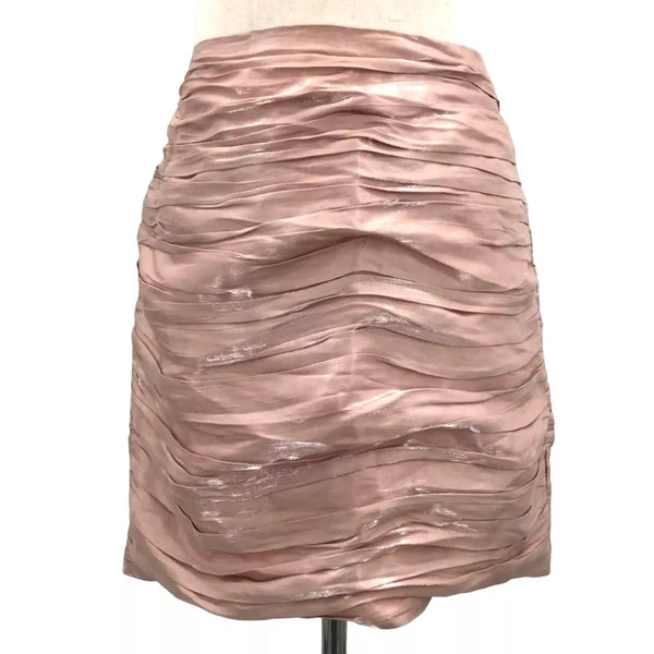 Lulus Live the Night Dusty Rose Satin Ruched Mini Skirt, Size Medium