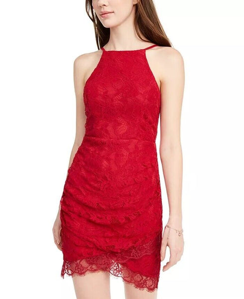 Speechless Juniors Lace Halter Wrap Skirt Dress, Size Medium