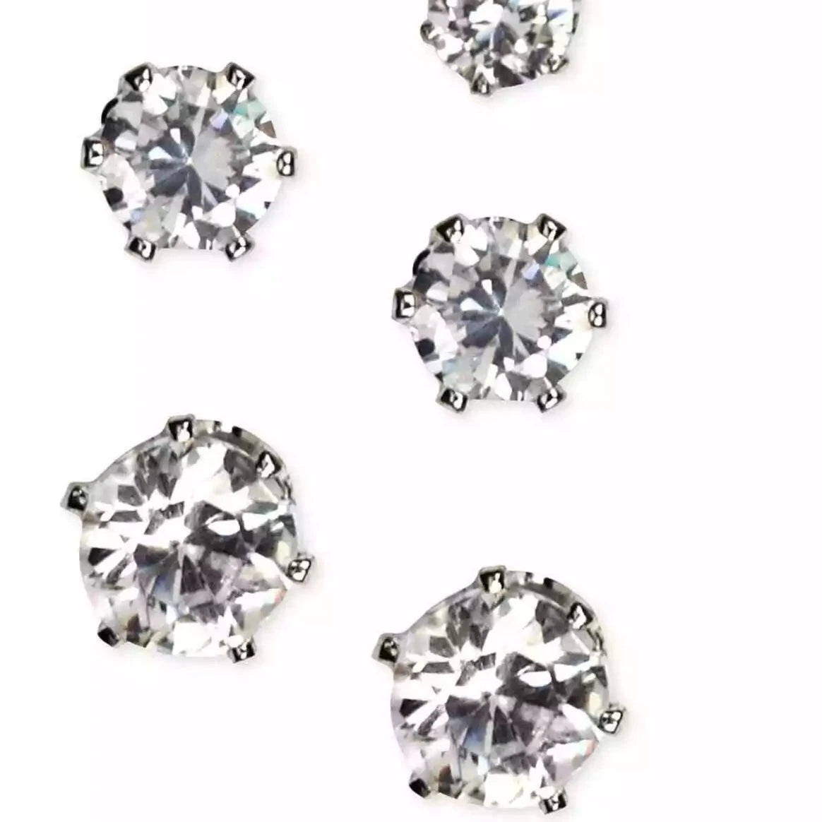 Anne Klein Silver-Tone Glass Stone Stud Earring Set