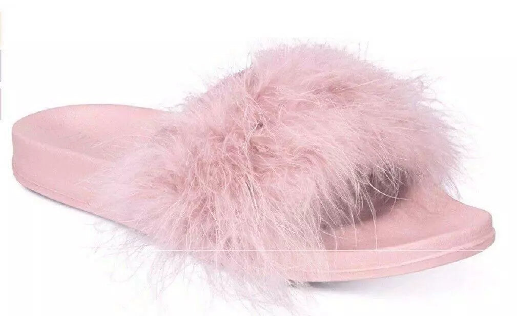 INC International Concepts Women’s Faux-Marabou Slide Slippers, XL